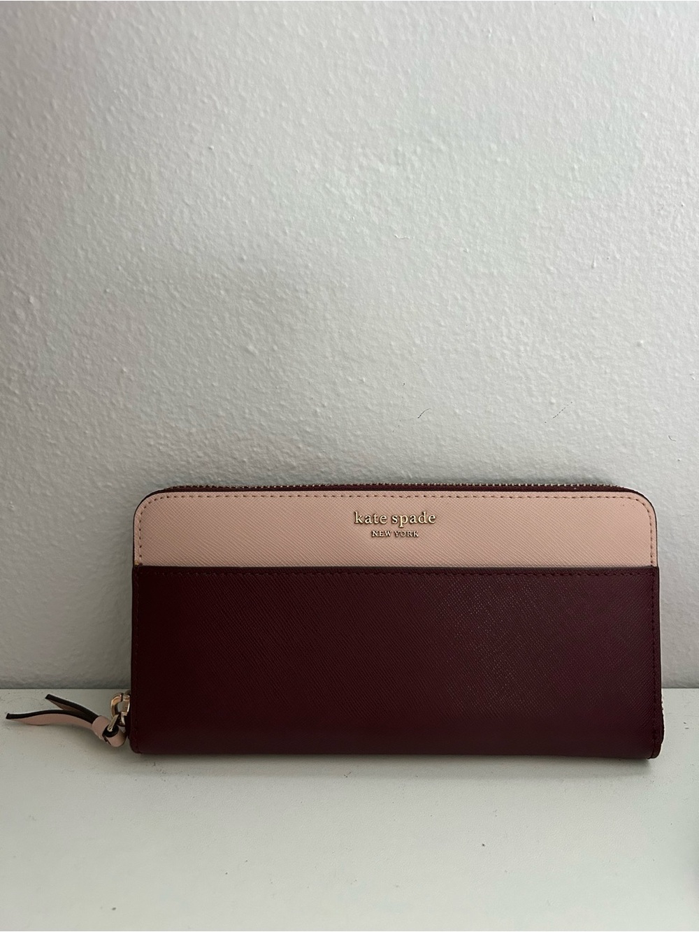 kate spade Two-Tone Blush and Wine Zip Around Wallet